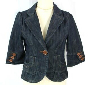 Charlotte Russe Dark Denim Blazer with Button Details
